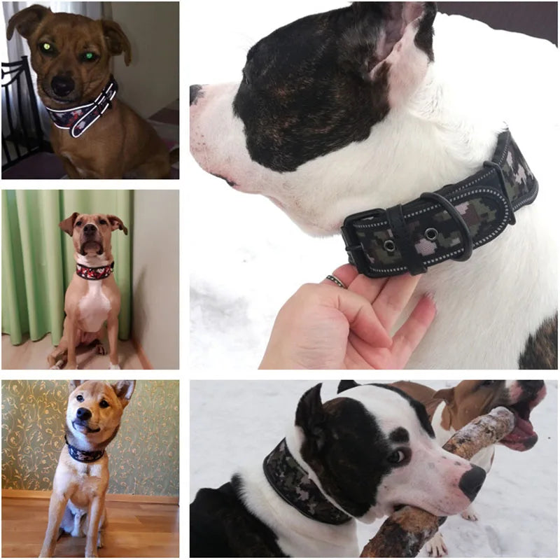 Reflective Puppy Big Dog Collar with Buckle Soft Padded Wide Adjustable Pet Collar for Medium Large Dogs Pitbull Leash Dog Chain