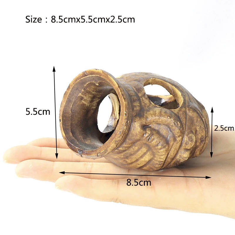 1Pcs Ceramic Aquarium Decoration Fish Shrimps Shelter House Pottery Scorpion House Canister Simulation Stone Fish Tank Decors