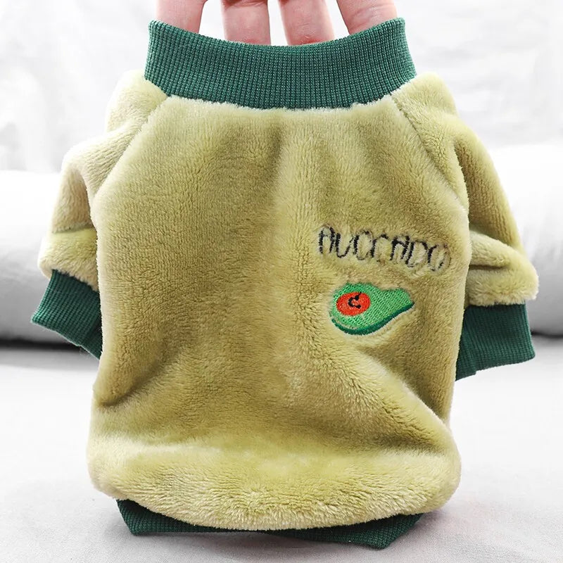 Pet Dog Clothes Warm Fleece Cute Fruit Print Coat Small Medium Cat Shirt Jacket Autumn Puppy Sweater Hoodie Chihuahua Yorkies