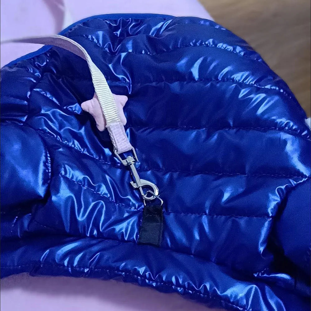 Puppy Pet Dog Clothes Outdoor Windproof Waterproof Leather Dog Coat Winter Warm Padded Jacket for Dogs and Cats in Cold Weather