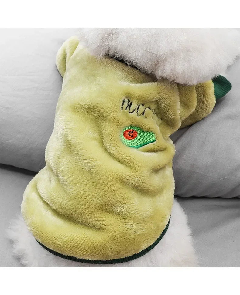 Pet Dog Clothes Warm Fleece Cute Fruit Print Coat Small Medium Cat Shirt Jacket Autumn Puppy Sweater Hoodie Chihuahua Yorkies