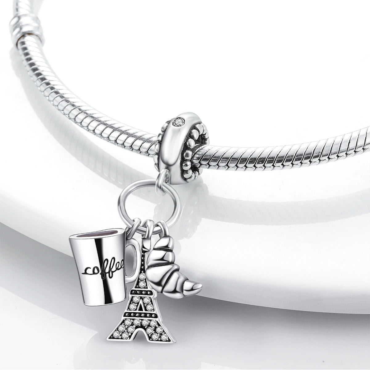 MULA 1PC Coffee Pet Moon Star Silver Plated Pendant Fit Original Snake Chain Charm Bracelet DIY Women Jewelry Gift