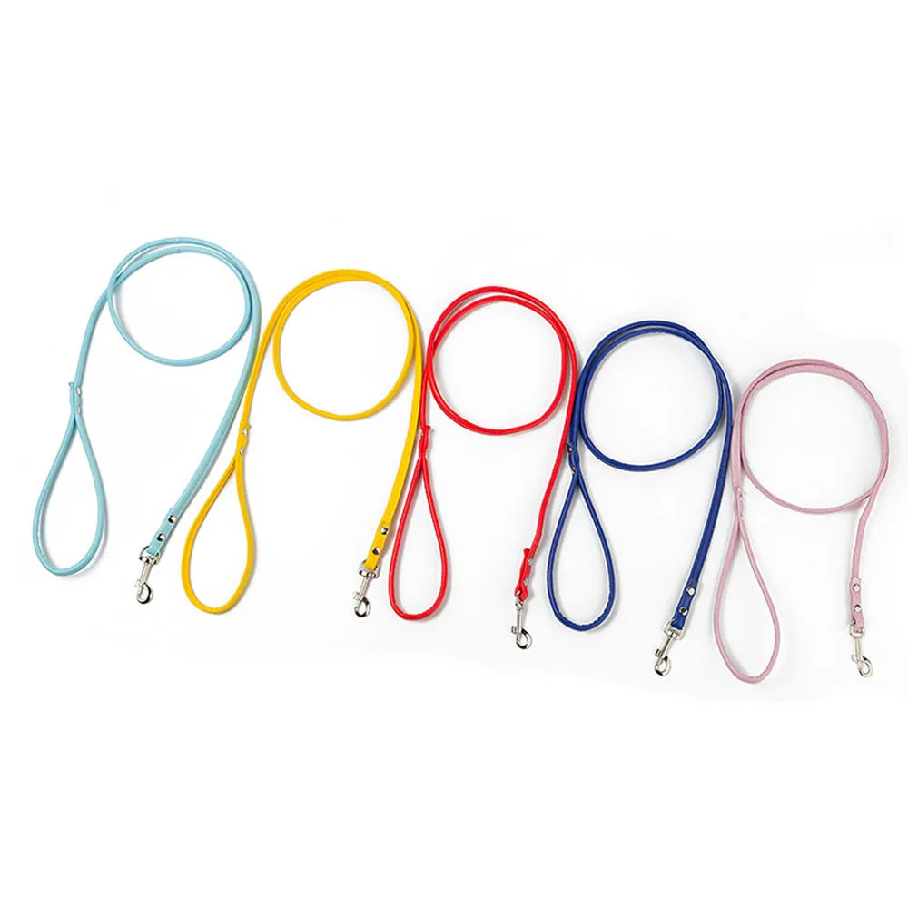 Pet Products Round Colorful PU Rolled Dog Walking Leashes for Small Medium Breeds Dogs Puppy Chain Lead Training Walking Leash