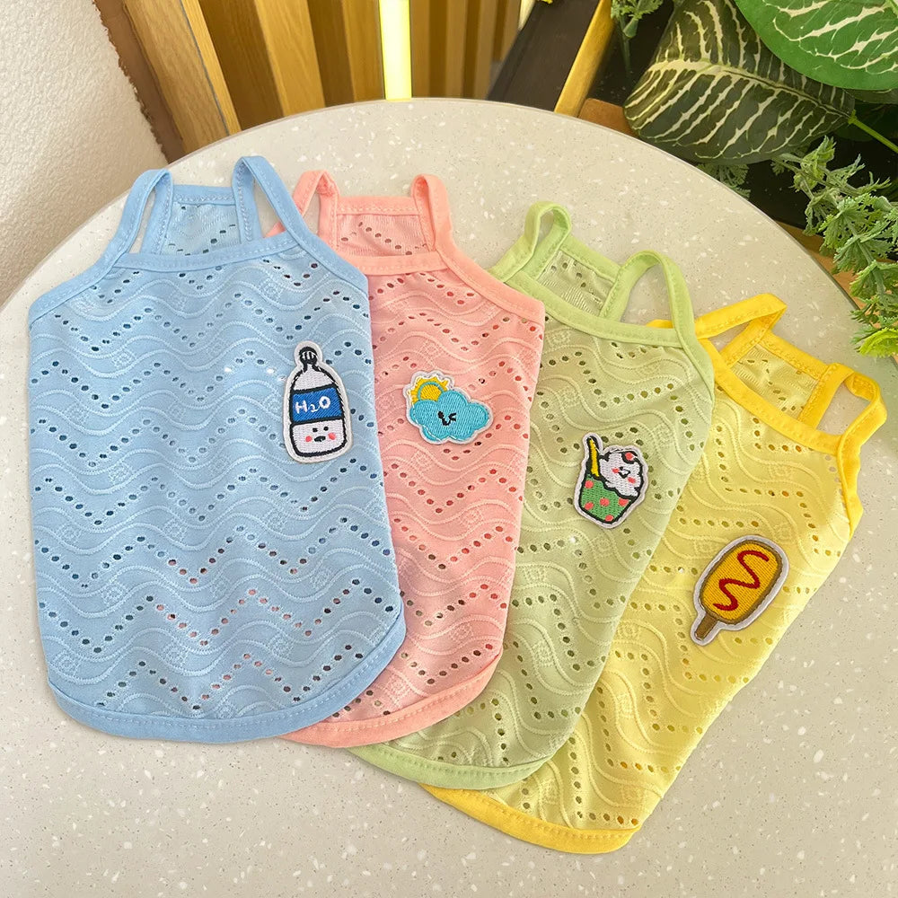 Spring and summer small dog clothing minimalist suspender thin breathable small and medium-sized dog pet cat clothing supplies