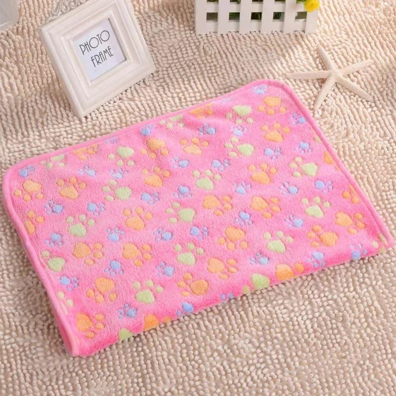 Soft Flannel Fleece Cat Dog Blanket Bed Mats Paw Foot Print Warm Pet Blanket Sleeping Beds Cover Mat For Dogs Cats Pets supplies
