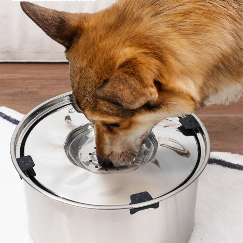 Big Capacity Stainless Steel Dog Floating Bowl, No Spill Anti-Splash Dog Water Dispenser, Non-Slip Dog Cat Pet Water Feeder Bowl