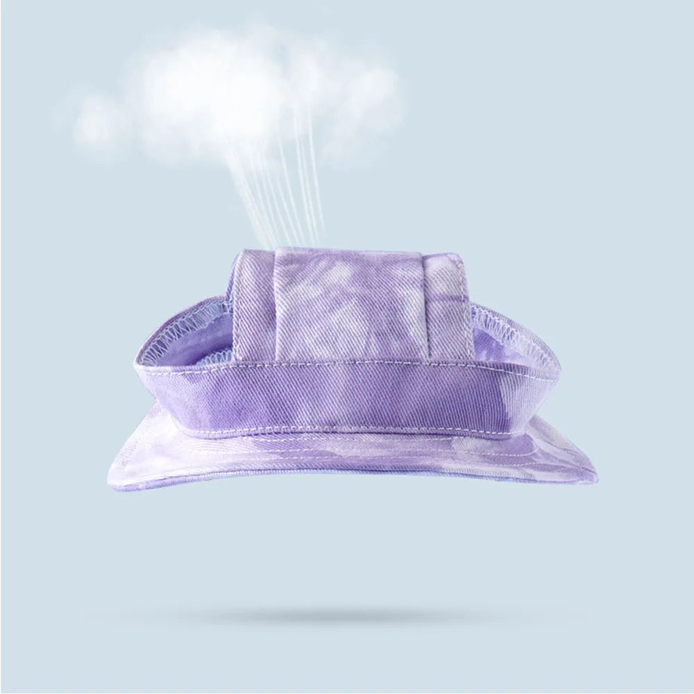 Adjustable Dog Hat Fashion Tie-dyed Pet Bucket Hats with Ear Holes Round Brim Dog Cap Outdoor Sun Bonnet Cat Cap Pet Accessories