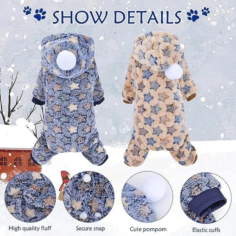 2024 Pet Dog Clothes Pajamas Cold Weather Coats Pet Four Legged Pajamas Apparel Soft Flannel Dog Jumpsuit Costume Apparel
