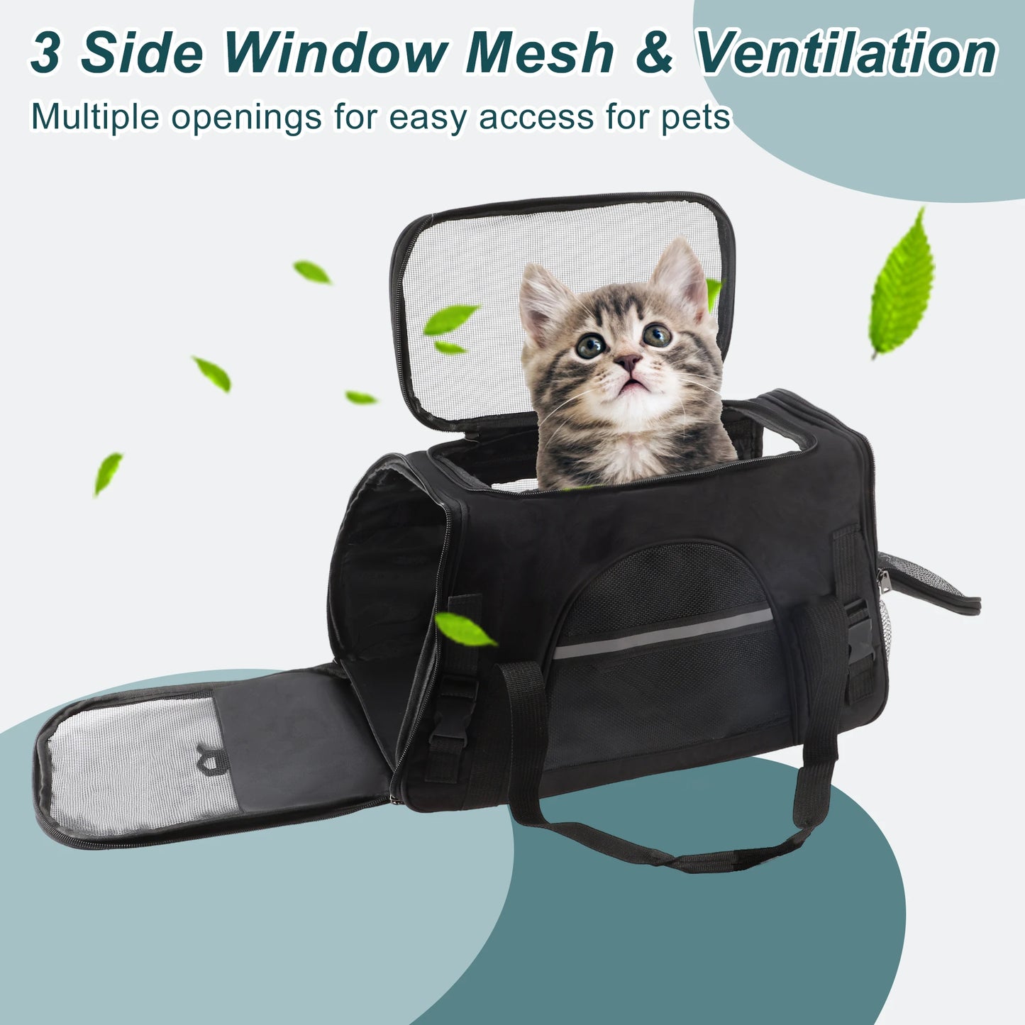 UXCELL Pet Carrier Puppy Carrier Dog Bags for Small Cats Dogs Puppies Up to 13 Lbs Black 600D Oxford Cloth Pet Carriers