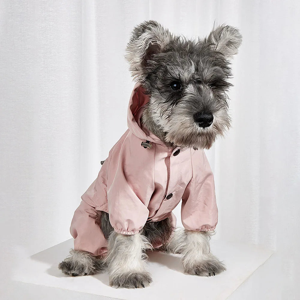 Dog Raincoat Quick Dry Pet Reflective & Adjustable Rain Poncho Jacket Waterproof & Windproof Puppy Hooded Cloak 4 Legs Raincoat