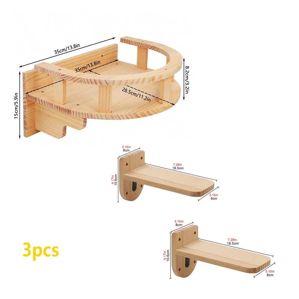 Cat Bridge Wall Mounted Wooden Furniture Scratcher Kitty Beds Perches Stable Cats Wall Shelves For Sleeping Playing Climbing
