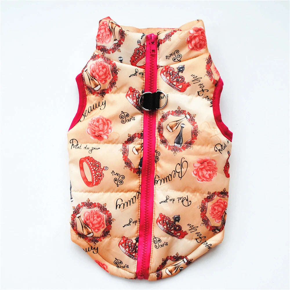 Windproof Pet Vest Jacket Winter Warm Big Dog Clothes Puppy Harness Clothing Funny Printed Coat for Small Medium Dogs Cats XS-XL