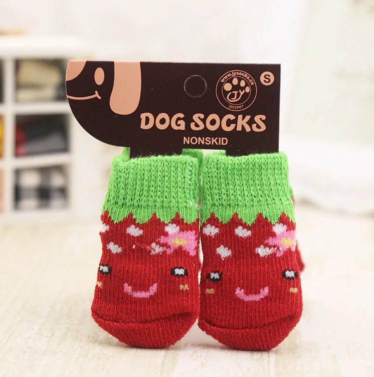 4pcs/Set Dog Shoes For Small Dogs Anti Slip Cat Socks For Cat Cute Dog Socks Pet Chihuahua Dog Clothes Christmas Dog Accessories