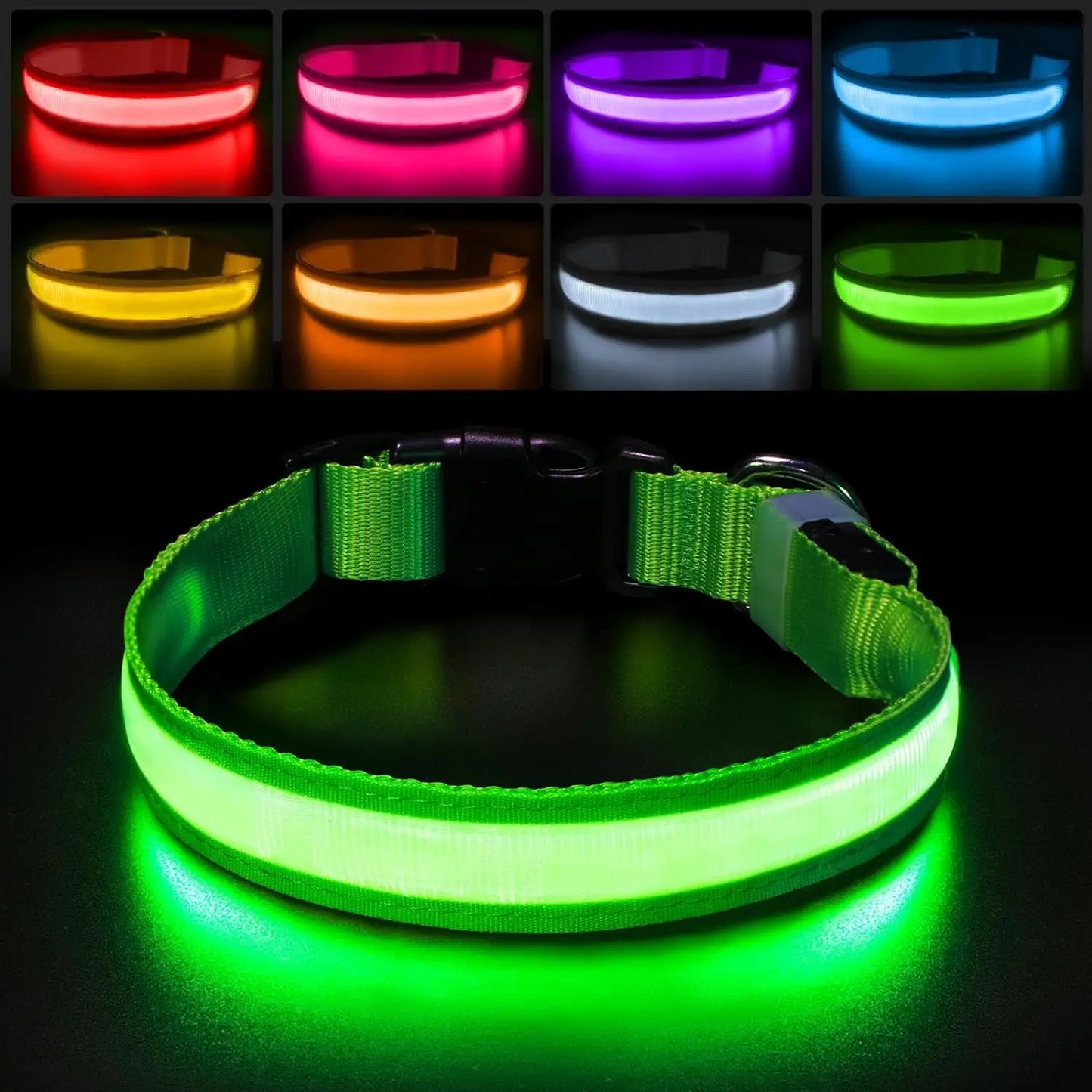 Light Up Dog Collar, Glow LED Dog Collar Flashing Night Walking Collar Waterproof for Small Medium Large Dogs