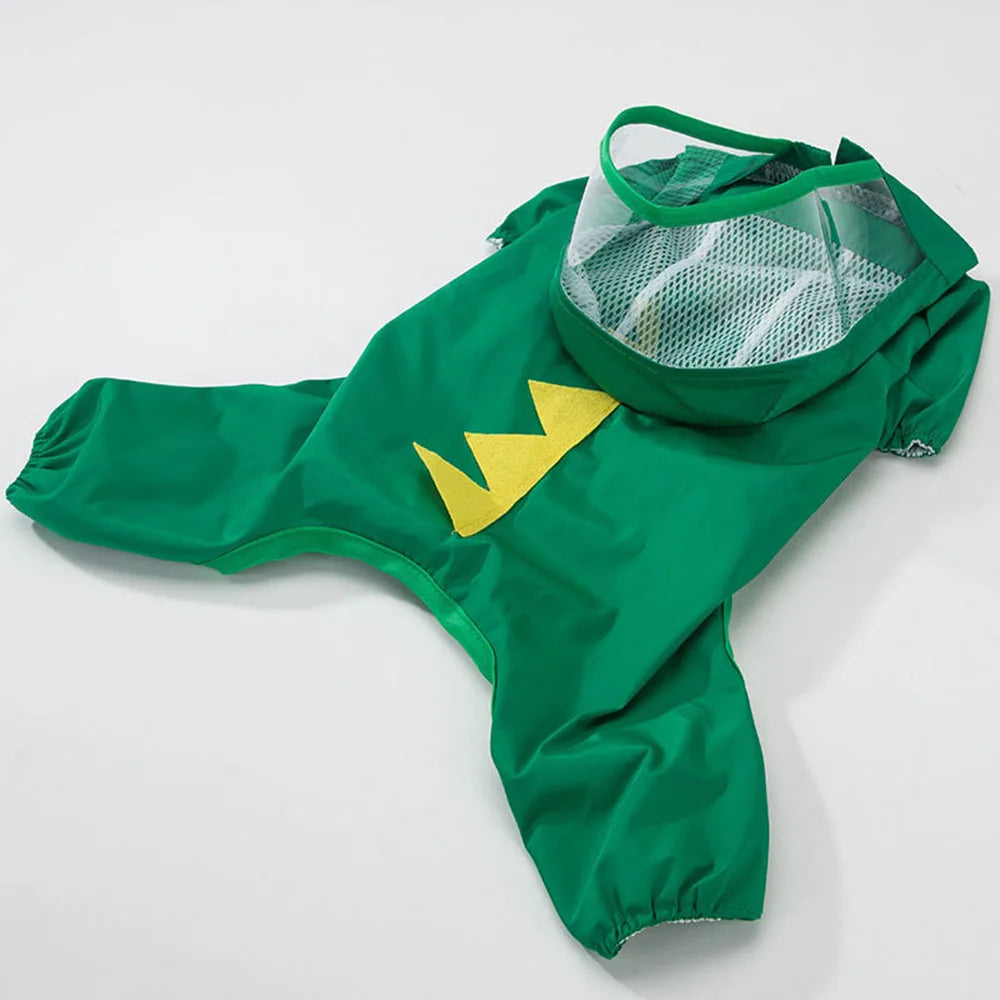Small Dog All-Body Waterproof Raincoat Funny Animal Shaped Pet Puppy Raincoat Dog Rain Coat Hooded Clothing Outdoor Reflective