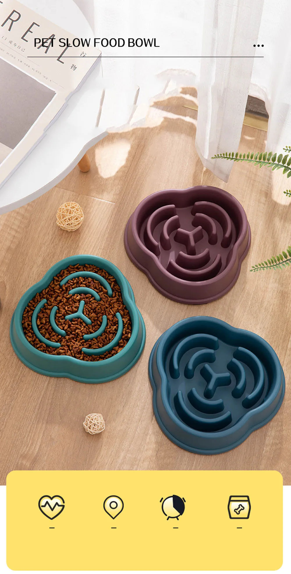 Dog Puppy Slow Feeder Bowl Non Slip Puzzle Bowl Anti-Gulping Dog Slower Food Feeding Dishes Pet Bowl for Large Medium Small Dogs