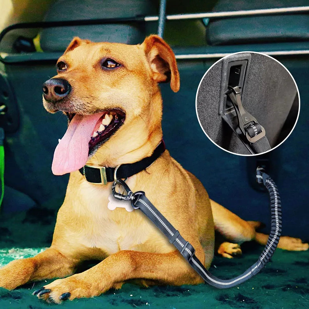 Dog Seatbelt Updated 3-in-1 Pet Car Seat Belts for Dogs Car Tether with Clip Hook Bungee Dogs Safety Belt with Swivel Carabiner