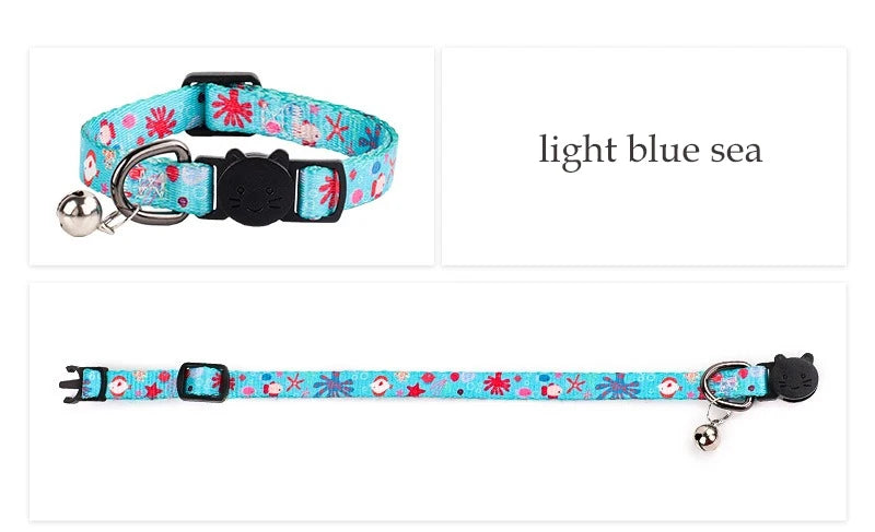 Cartoon Pet Cat Neck Collar for Small Dogs 19-28cm Ring Bell Anti Lost Adjustable Chihuahua Neck Wear Polyester Pet Accessories