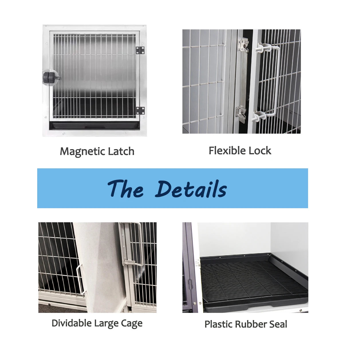 Stainless Steel Pet Cages for Dogs, Cats and Other Animals in Veterinary Hospitals and Clinics Three Sizes To Choose From