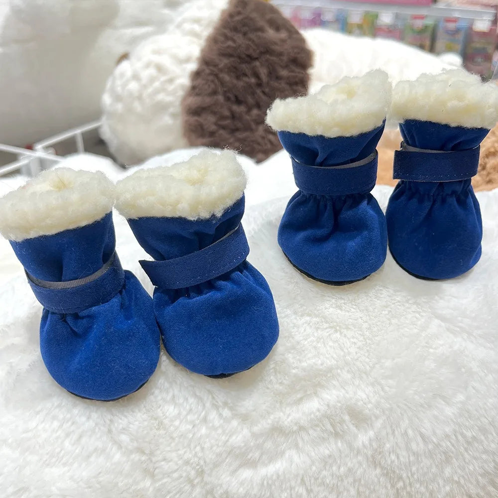 Solid Chamois Velvet Dog Socks Winter Outdoor Walking Chihuahua Non Slip Shoes for Puppy Soft Warm Accessories Feet Protector