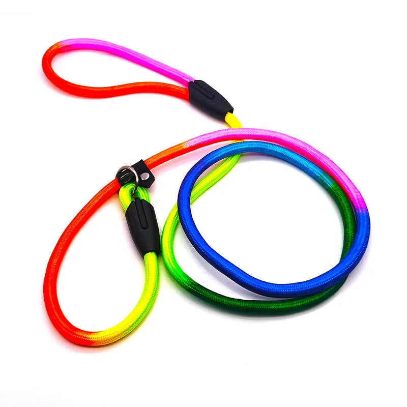 1Pcs Rainbow Nylon Dog Leash Training Dog Personalized Leash Lead Strap Collar 130cm High Quality Dog Harness Color Randomly