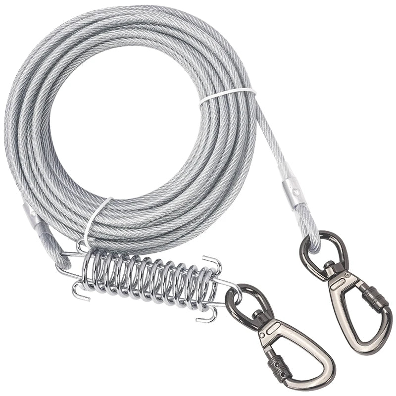 Tie Out Cable Dog Leash with spring Durable Anti-Bite Two Head dog Leash, Outdoor Dogs Leash Belt For Small Medium Dog Walking