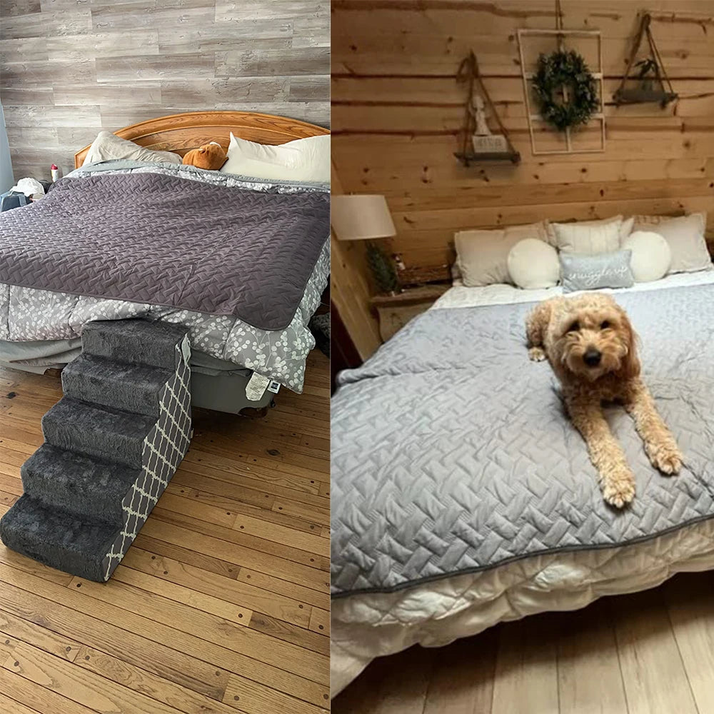 Waterproof Dog Bed Cover Gray Pet Blanket with Anti-Slip Back for Furniture Bed Couch Sofa Reversible Pet Sofa Cover Mattress