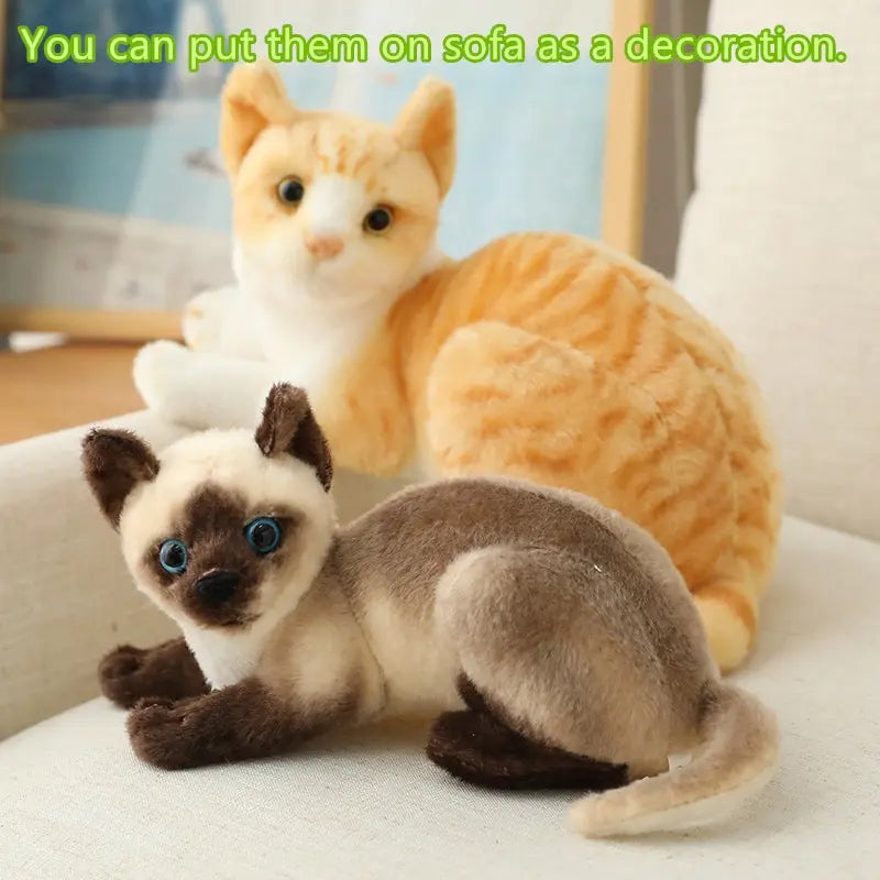 Stuffed Siame Cats Plush Toy 20/25cm Simulation American Shorthair Cute Cat Pet Toys Lifelike Home Decor Birthday Gift