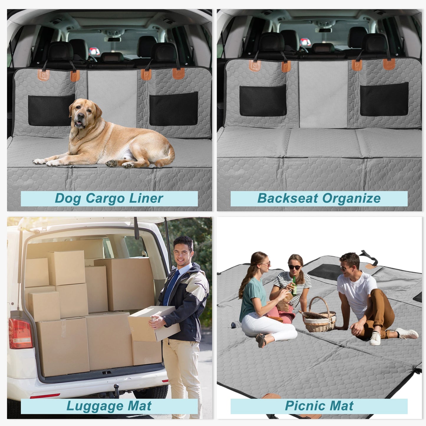 UXCELL Dog Car Seat Cover for Back Seat 6-layer Non-slip Dog Car Seat Cover Mechanical Wash Oxford Cloth Mats for Truck SUV