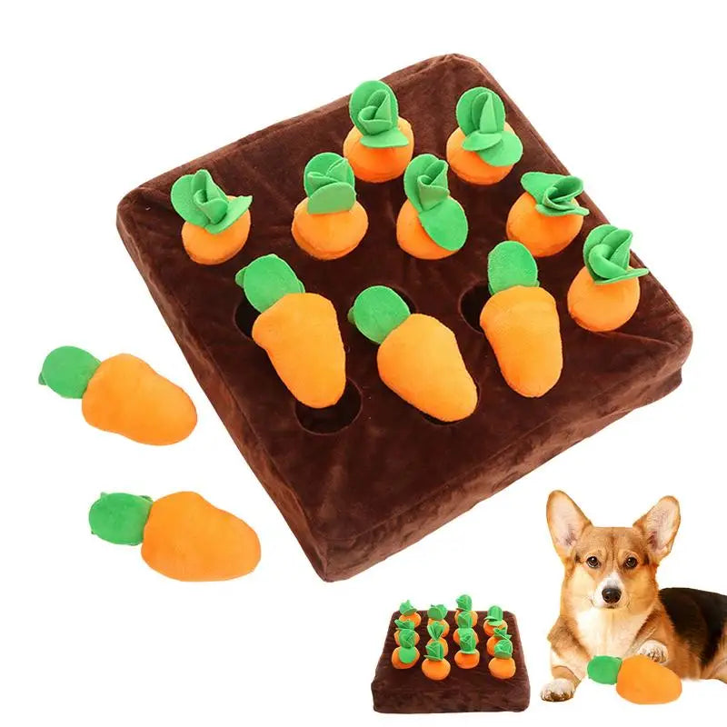Squeaky Dog Toy Interactive Enrichment Dog Game 12 Carrots Snuffle Mat Carrot Farm Vegetable Squeaky Toy Pet Supplies Puzzle
