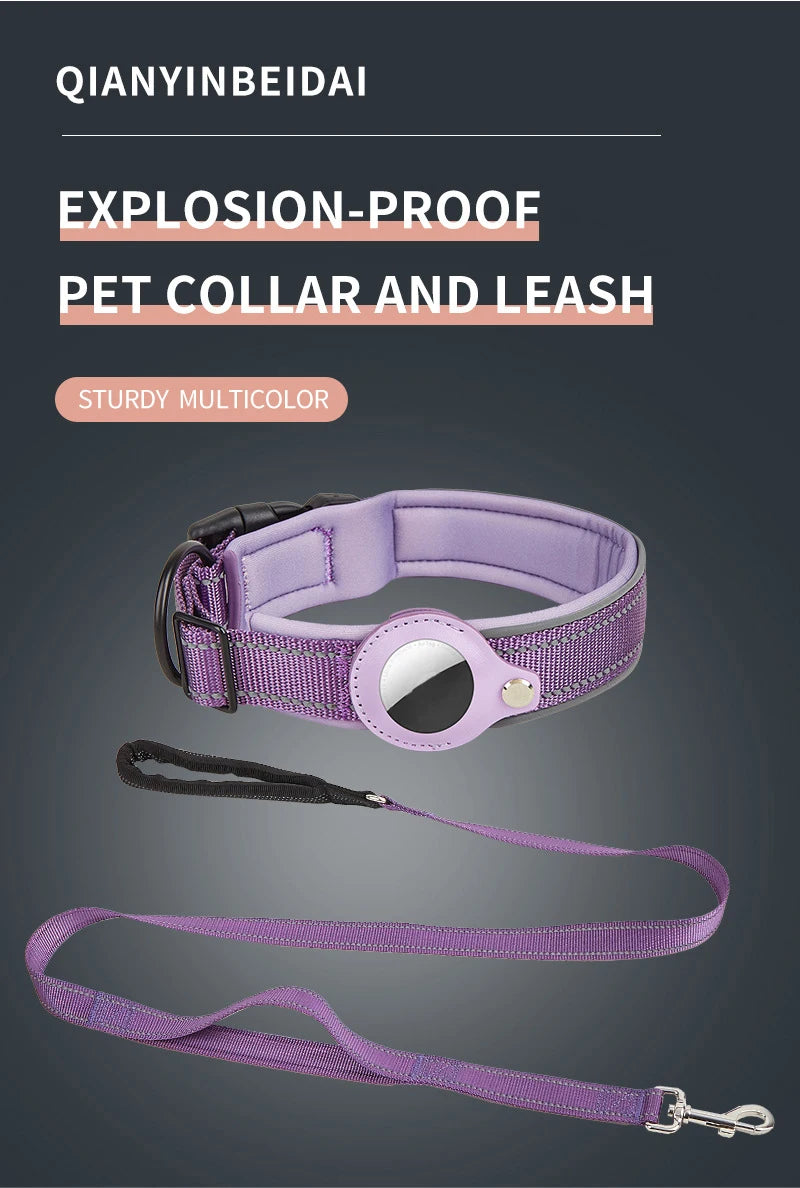 Reflective AirTag Dog Collar, Heavy Duty Dog Collar with Adjustable AirTag Holder Case Accessories for Small Medium Large Dogs