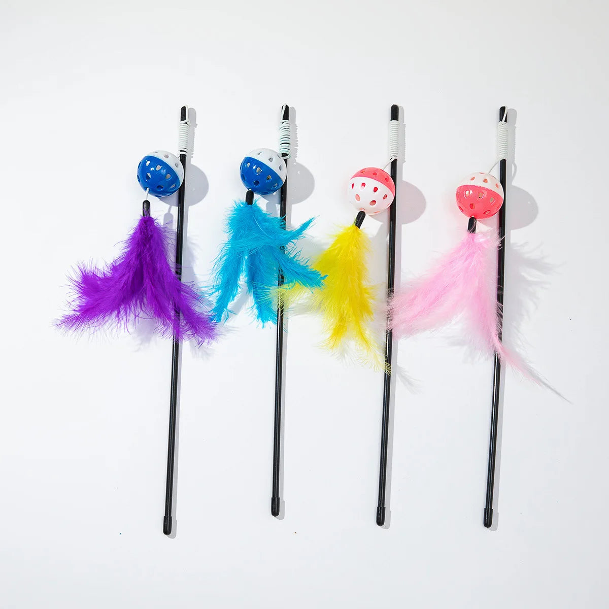 Cat Toy Cat Teaser Sticks Black Pole Plastic Bell Ball Cat Teaser Stick Model Cat Teaser Stick With Built-in Cat Toy