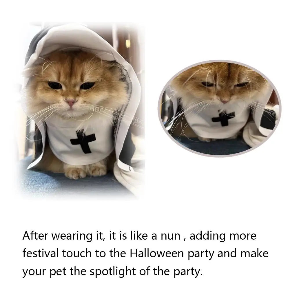 Pet Cat Halloween Costumes Nun Cloak For Small Pet Cosplay Dress Kawaii Pet Clothes Cat Kitten Puppy Funny Accessoties Gift F2A4