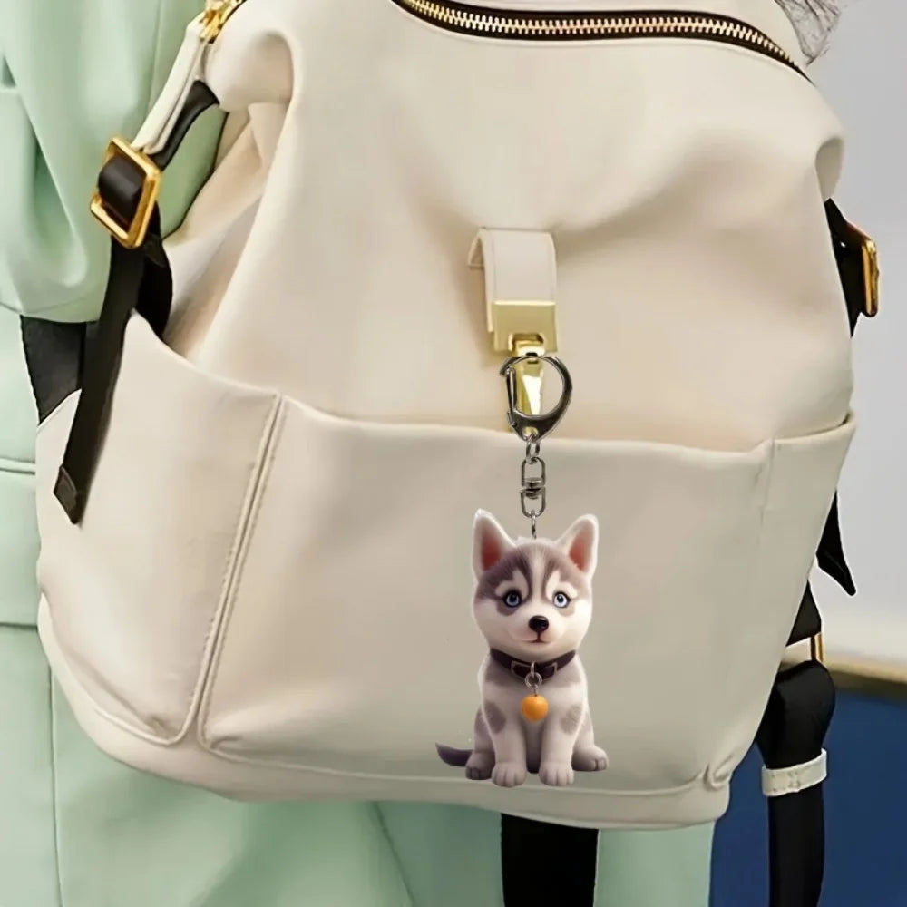 Husky Dog Cartoon Acrylic Keychain Cute Puppy Acrylic Pendant Versatile Charm for Car Mirror,Backpacks,Home,Festive,Gift & Decor