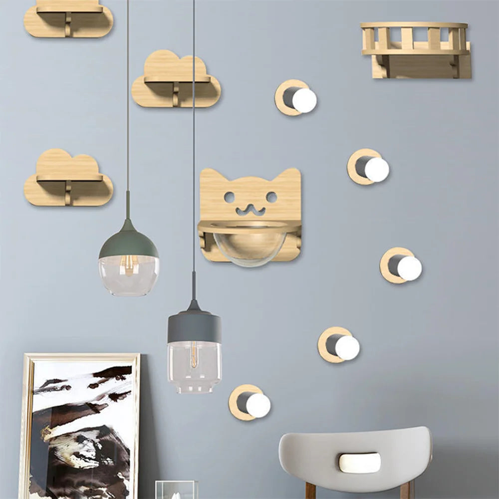 Cat Climbing Shelves Wall Mounted Platform and Hammock with Scratching Post Cat Pet Wooden Furniture for Sleeping and Playing