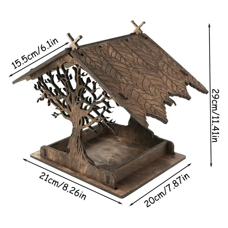 Wooden Hanging Bird Feeder Cottage Hanging Bird House Hanging Birdfeeder For Outdoors Attracts Blue Jays Extra-Large Bird Feeder