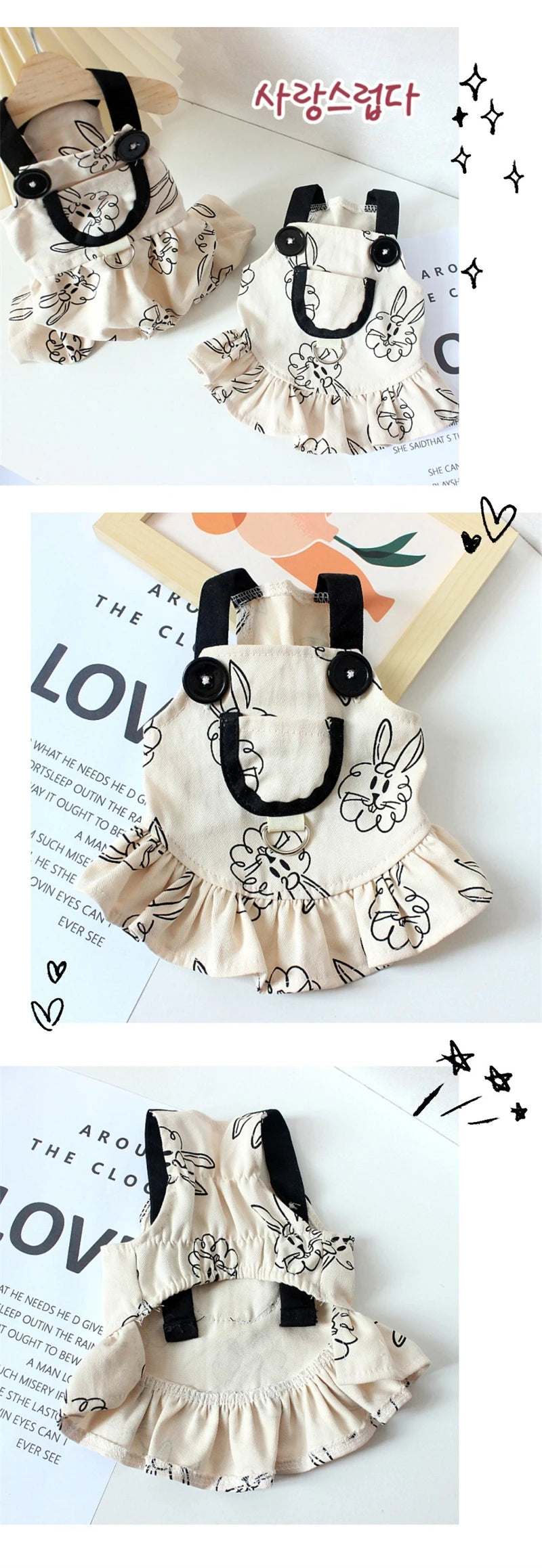 Cartoon Bunny Teddy York Dog Overalls Breathable Summer Spring Leisure Clothes for Cats Pocket Decorate Pet Boy Puppy T Shirt