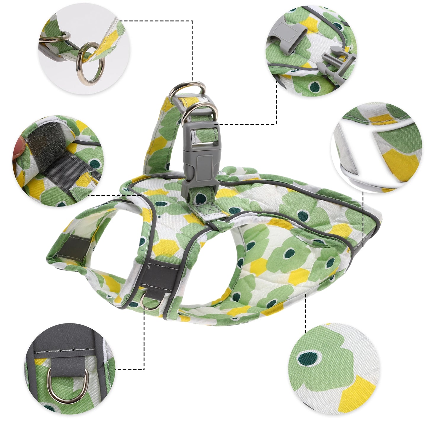 Uxcell Fashion Puppy Harness and Leash Set Pet Harness Vest with Reflective Strips and Magic Tapes for Kitten Puppy Outdoor