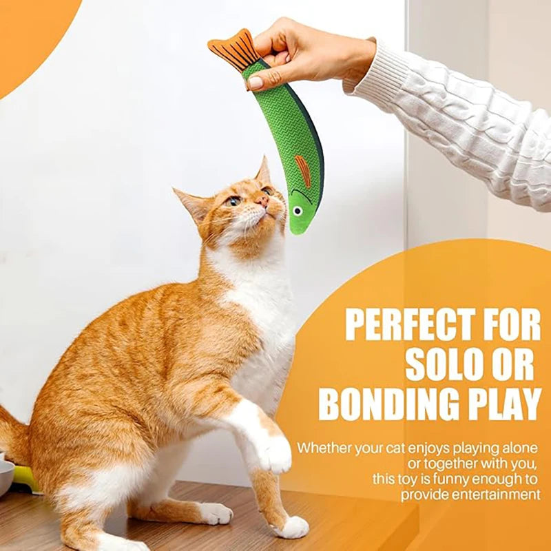 Cat Toys Saury Fish, Soft Durable Cat Catnip Crinkle Sound Toys Pet Accessories, Interactive Cat Kicker Toys for Indoor Kitten