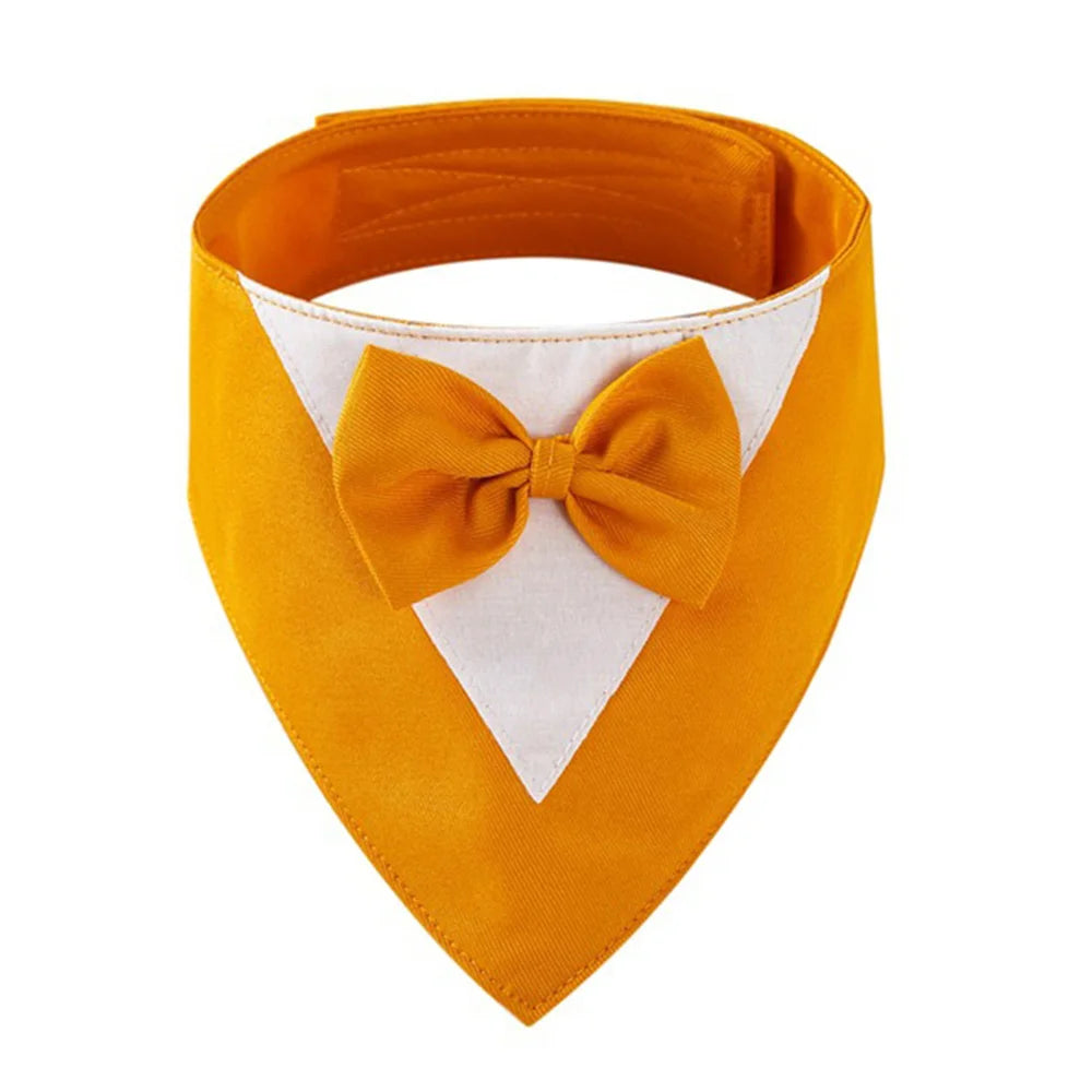 Pet Bow Tie Dog Collar Tuxedo Bandana Adjustable Formal Puppy Triangular Neck Wear for Wedding Birthday Dress-up Cosplay Party