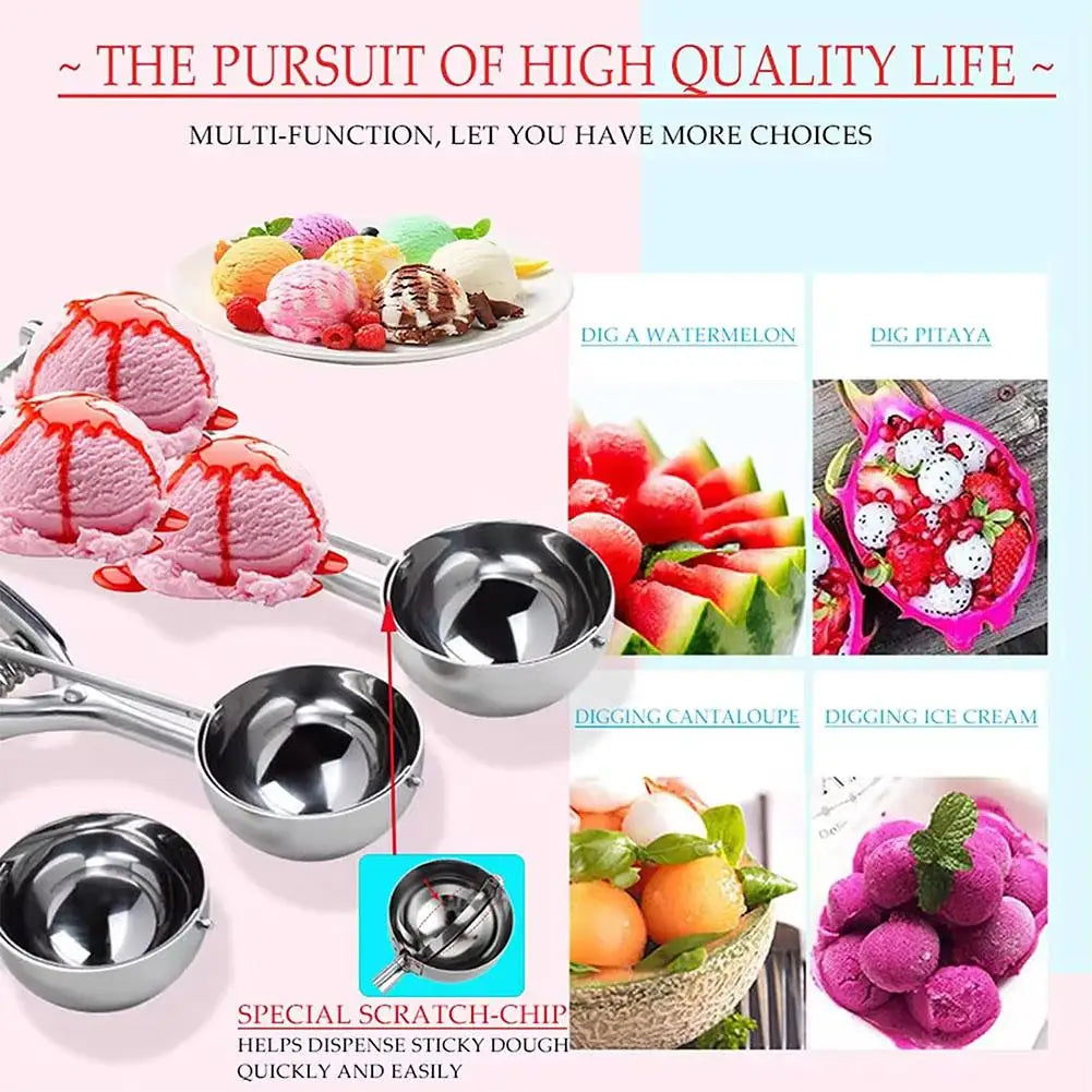 Stainless Steel Ice Cream Spoon Easy To Clean And To Easy Scoop Watermelon Ice Demould Kitchen Cream Fruit Tool T1Y0