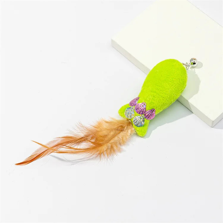 Cat Toy Cat Teaser Sticks Sequin Fish Feather Tail Funny Cat Stick Cat Cat Toy Catnip Doll Pet Supplies