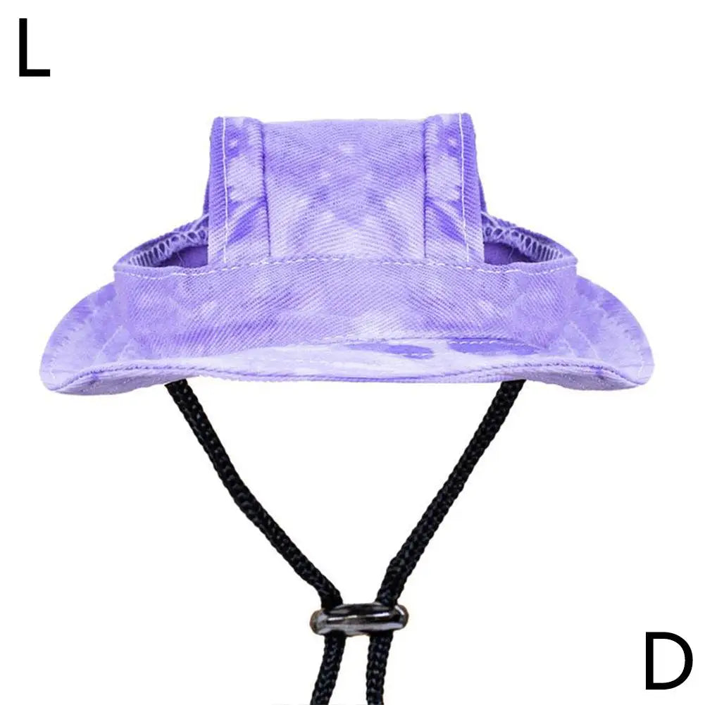 Dog And Cat Sun Hat Anti-strangle Hat Anti-fall Exposed Ears Adjustable Rope Buckle Bucket Hat Pet Supplies Colorful Large Size