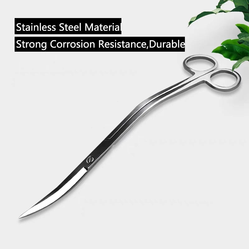 24cm Stainless Steel Curved Aquarium Scissor Aquarium Plants Trimming Tool Tank Cleaner Accessories Water Grass Pruning Tools