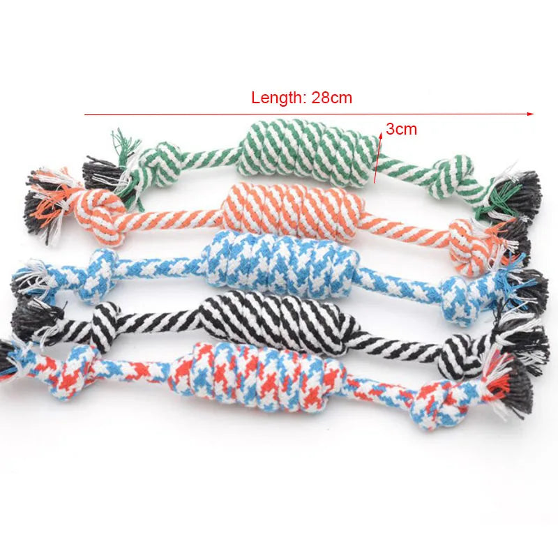 1Pcs Cotton Chew Pets dogs Toys Puppy Durable Braided Bone Knot Rope 27CM Tooth Cleaning Tool Pet Products Dropshipping Center