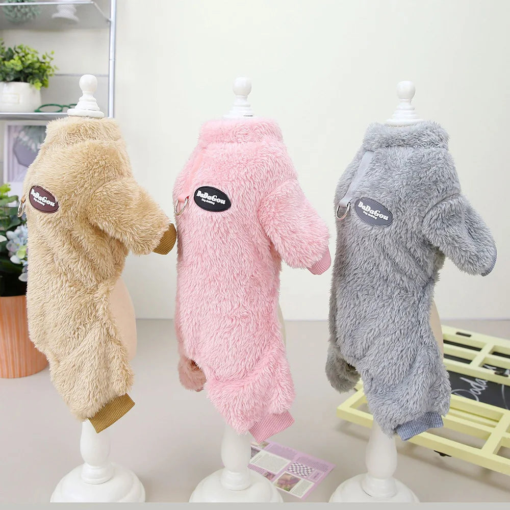 Fleece Pet Clothing Autumn Winter Warm Dog Jumpsuit Pajamas For Small Dogs Bichon Pomeranian Clothes Puppy Dog Cat Overalls Coat
