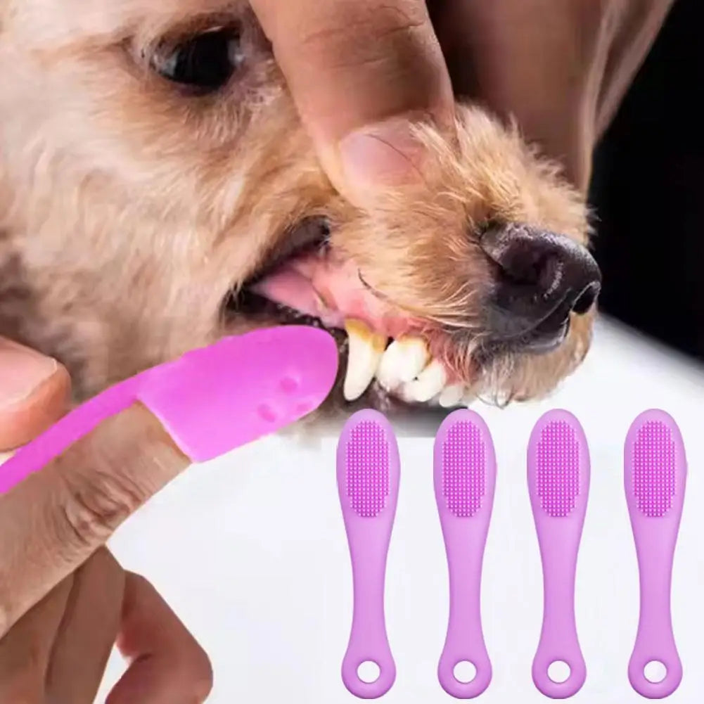 4pcs Pet Finger Toothbrush Cat Dog Silicone Toothbrush Comfortable And Safe Convenient And Easy To Use Keep Your Pet's Oral Heal
