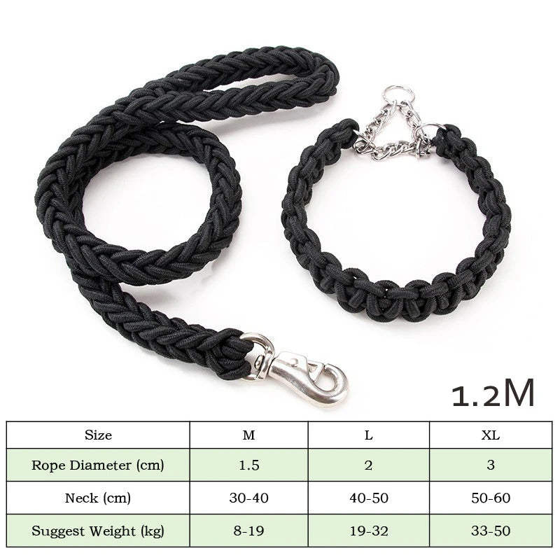 Durable Nylon Dog Collar Leash Set Traction Rope Medium Big Dog Walking Accessories Labrador Husky P-Chain Travel Pet Products