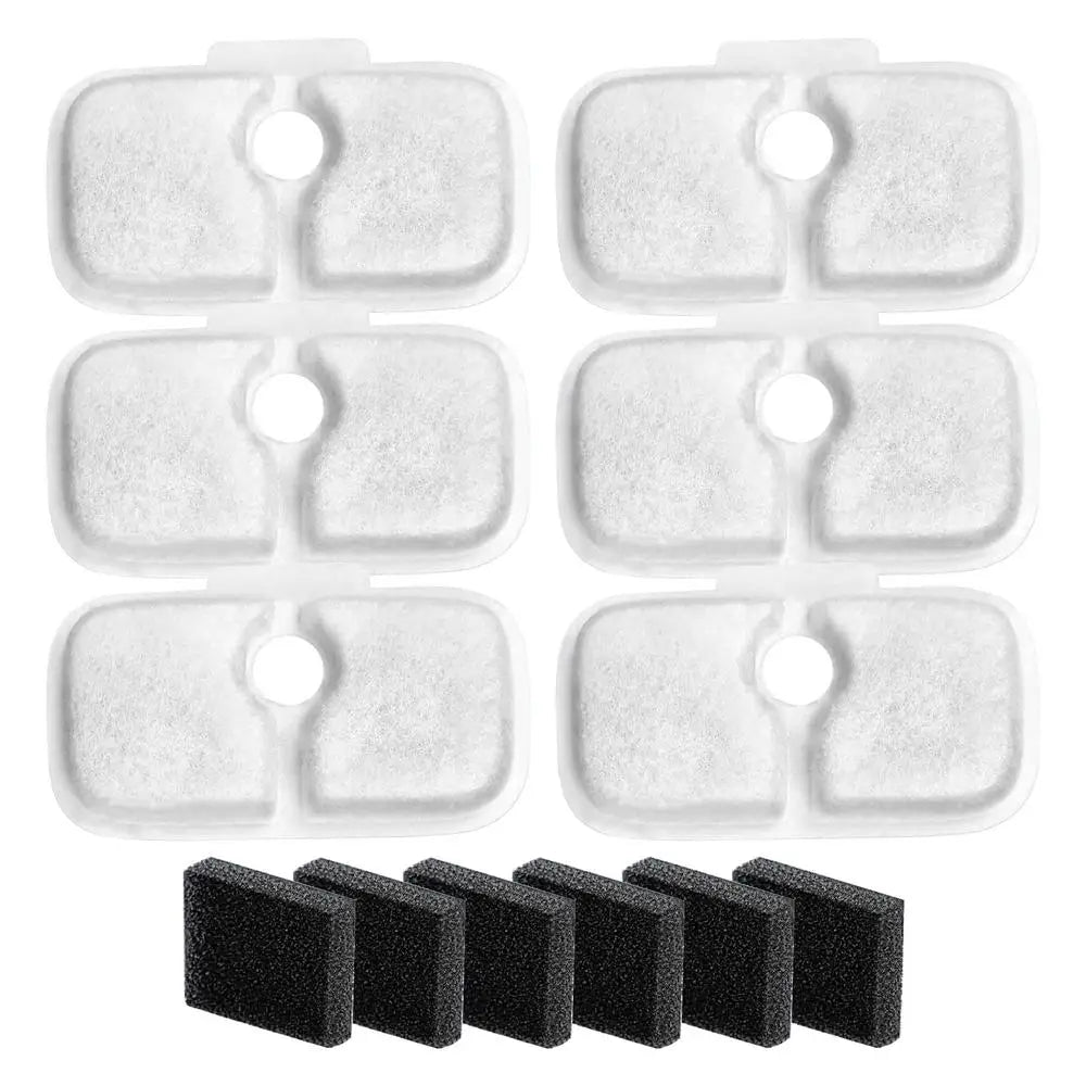 6PCS Cat Water Fountain Filter Activated Charcoal Sponge Pet Safe Water Fountain Filters Water Filter for Cat Fountain Pet Care