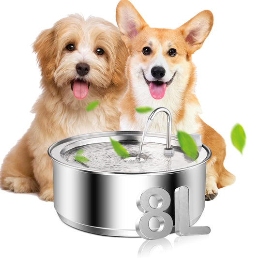 8L Large capacity stainless steel water dispenser with Sensor for dogs cats,Dog water fountain,Dog Cat Pet Water Feeder Bowl